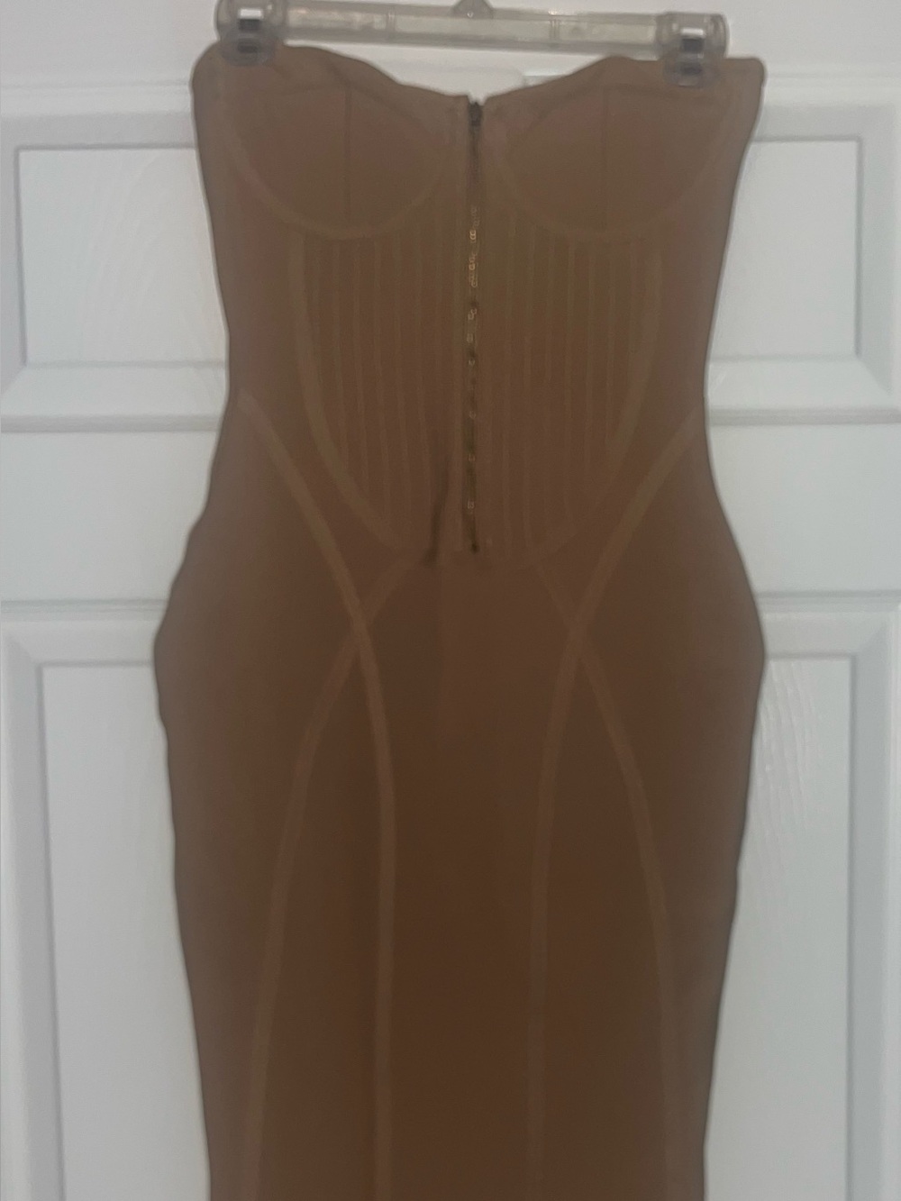 PrettyLittleThing Brown Strapless Midi Dress